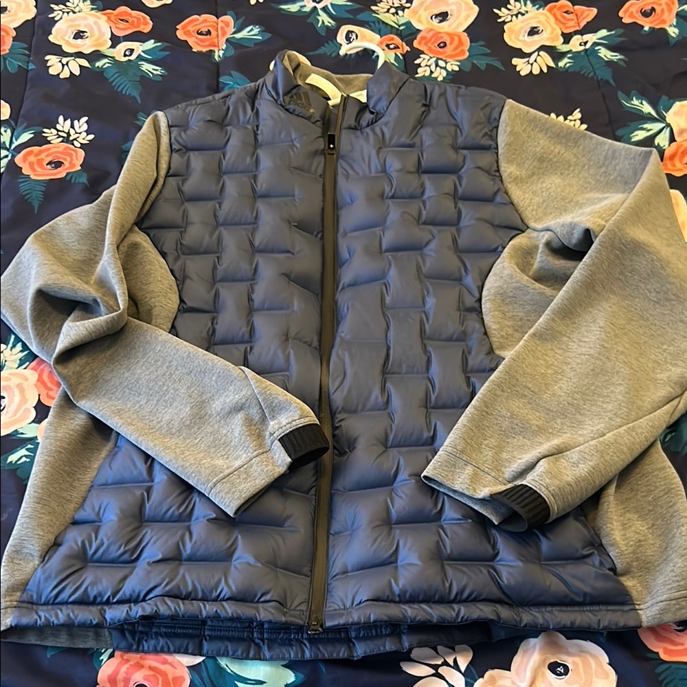 Adidas Blue and Gray Quilted Jacket